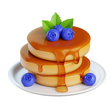 Blueberry Pancakes  3D Icon