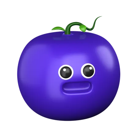 Cute Blueberry Shocked 3 D Cute Food Icon 3D Icon