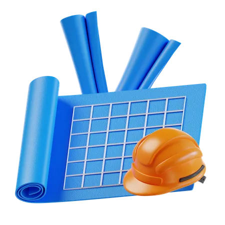 3 D Rendering Blueprint Construction Icon 3D Icon