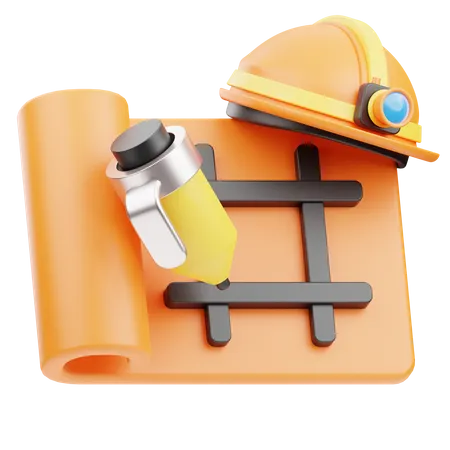 Blueprint And Tools 3D Icon