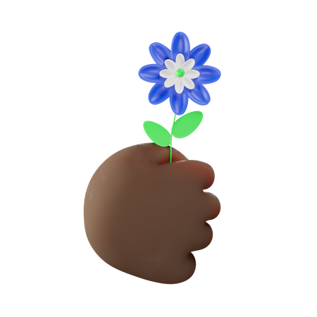 Blume hält Handgeste  3D Illustration