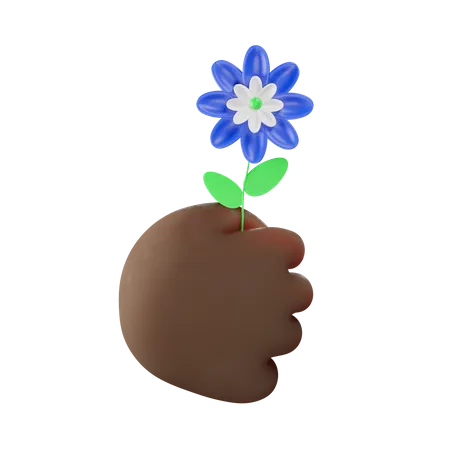 Blume hält Handgeste  3D Illustration