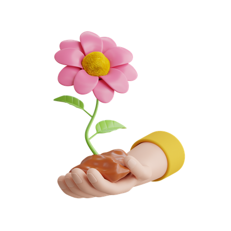 Blume in der Hand  3D Icon