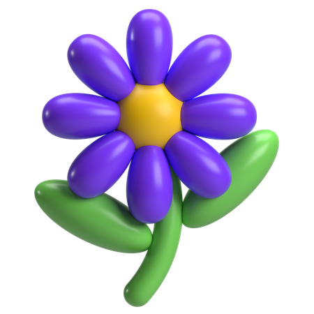 Blume mit Blatt  3D Icon