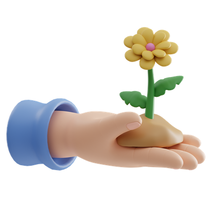 Blume mit Hand  3D Icon