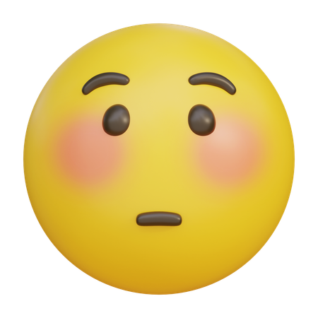 Blushing Shy Embarrassed Expression Emoji  3D Icon