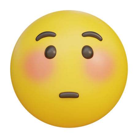 Blushing Shy Embarrassed Expression Emoji  3D Icon