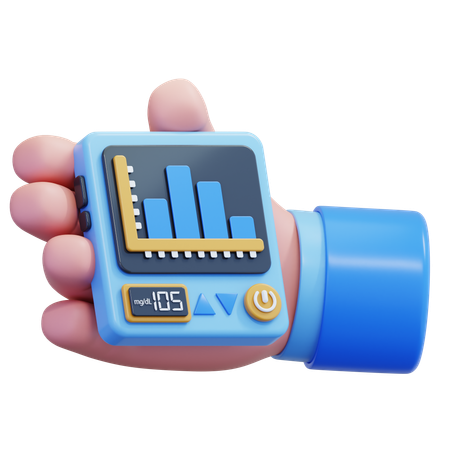 Blutzuckermessgerät Diagramm Hand  3D Icon