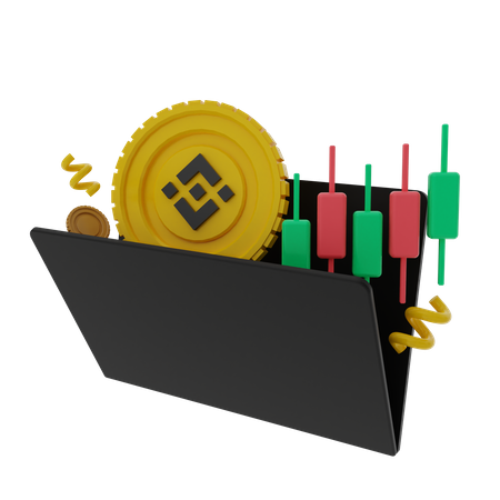 BNB Coin Treading Folder  3D Illustration