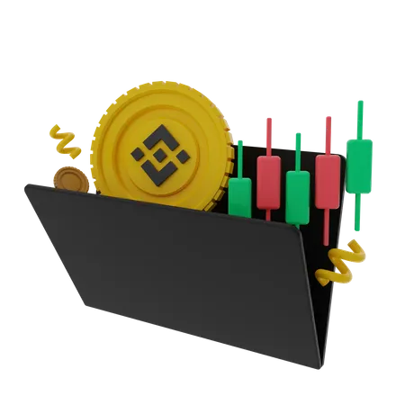 BNB Coin Treading Folder  3D Illustration