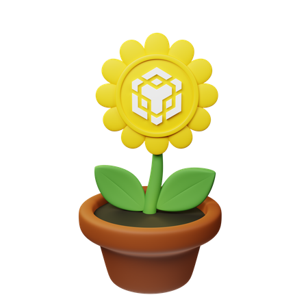 Bnb Crypto Plant Pot  3D Icon