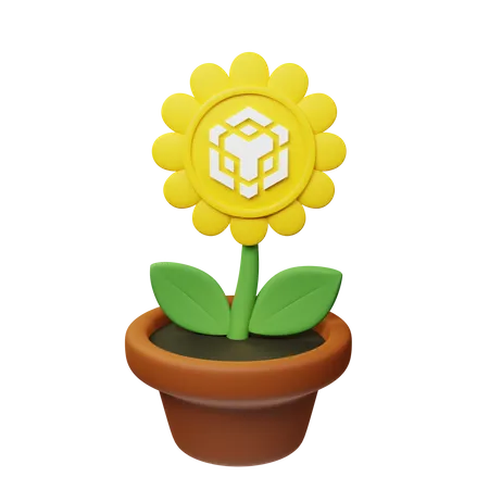 Bnb Crypto Plant Pot  3D Icon