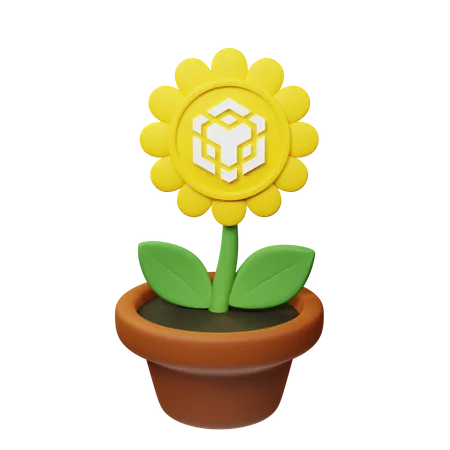 BNB Krypto Blumentopf  3D Icon