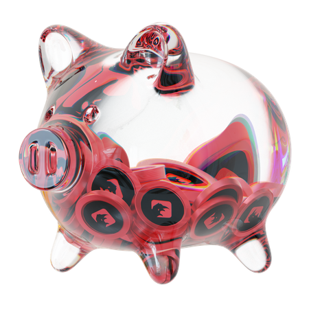 Bnx Clear Glass Piggy Bank With Decreasing Piles Of Crypto Coins  3D Icon
