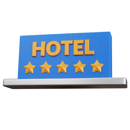 Board Hotel With Five Star 3D Icon