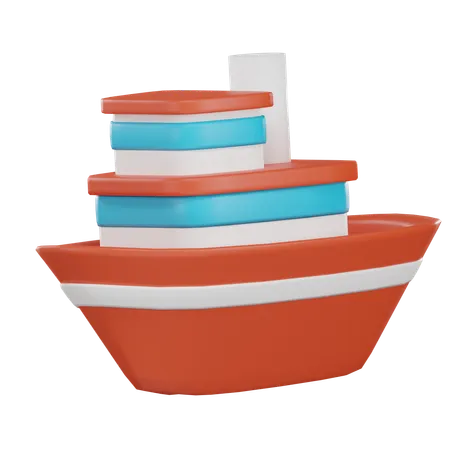 Cartoon Boat Toy 3 D Render Image Toy Boat Isolated 3D Icon