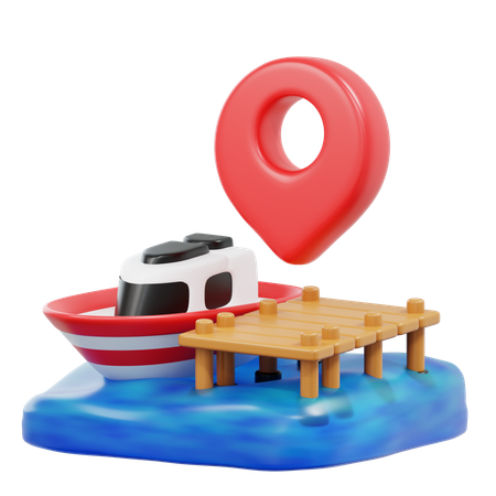 Boat And Dock  3D Icon