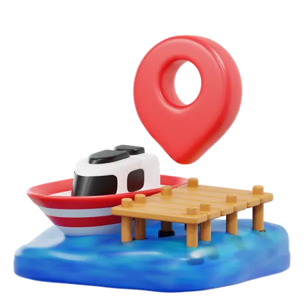Boat And Dock  3D Icon