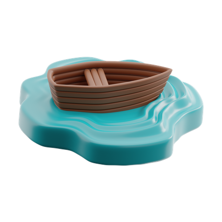 水上のボート  3D Icon