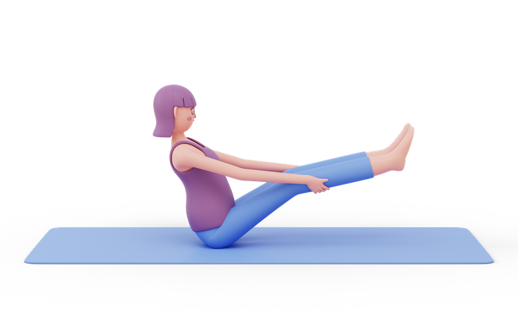 Boat Yoga Pose  3D Illustration