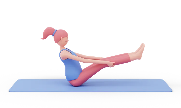 Boat Yoga Pose  3D Illustration