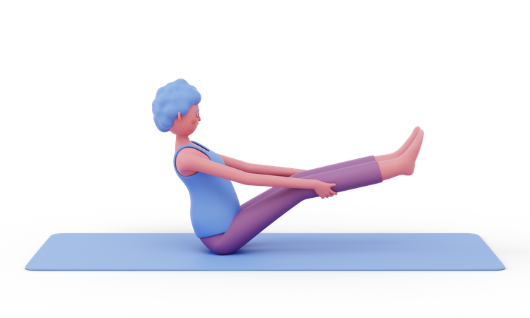 Boat Yoga Pose  3D Illustration