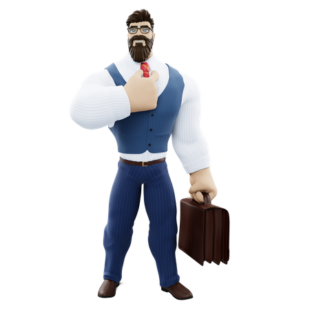 Bodybuilder Businessman  3D Illustration