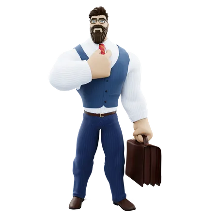 Bodybuilder Businessman  3D Illustration