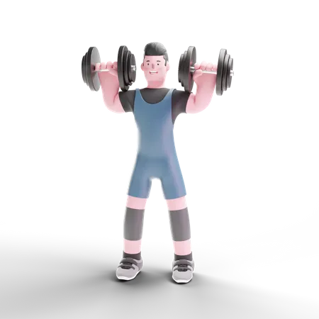 Bodybuilder doing arm workout 3D Illustration