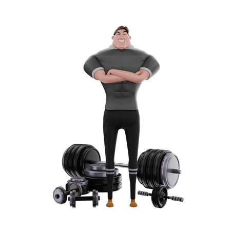 Bodybuilder In Gym  3D Illustration