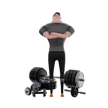 Bodybuilder In Gym  3D Illustration