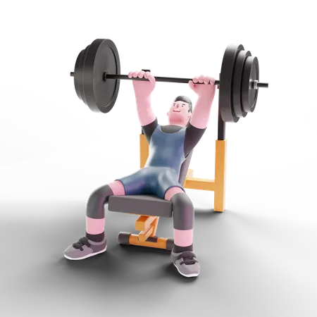 Bodybuilder lifting barbell  3D Illustration