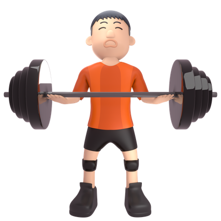 Bodybuilder lifting barbell 3D Illustration