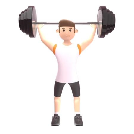 Bodybuilder lifting barbell  3D Illustration