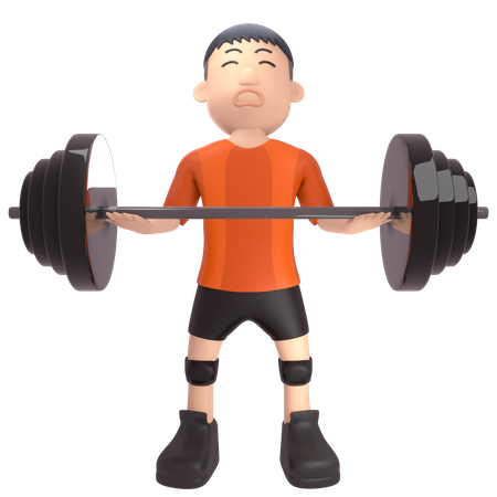 Bodybuilder lifting barbell  3D Illustration