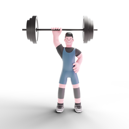 Bodybuilder lifting free weight using one hand  3D Illustration