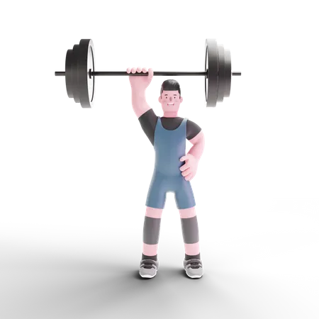 Bodybuilder lifting free weight using one hand  3D Illustration