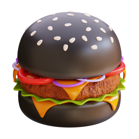 Burger de boeuf noir  3D Icon