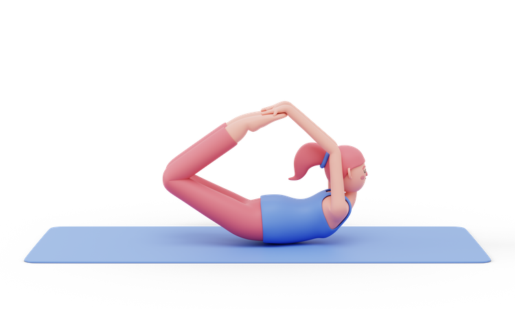Yoga-Pose mit Bogen  3D Illustration