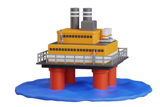 Bohren einer Offshore-Ölplattform  3D Icon