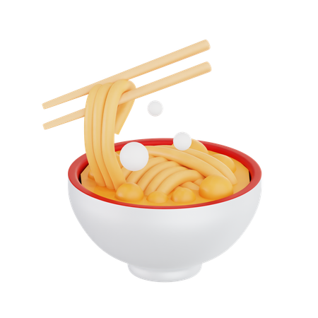 ボウルに入ったゆで麺  3D Illustration