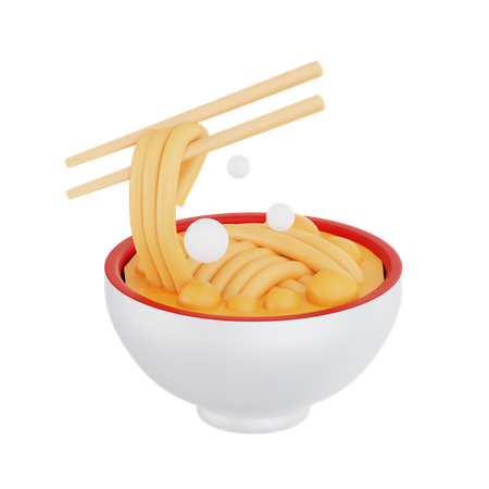 Boiled Noodles in Bowl  3D Illustration