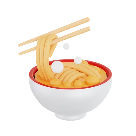 Boiled Noodles in Bowl  3D Illustration