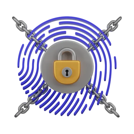 A 3 D Icon Portraying A Fingerprint Scan Secured With A Lock Emphasizing Biometric Security And Personal Data Safeguarding 3D Icon