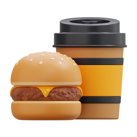 Boisson et hamburger  3D Icon