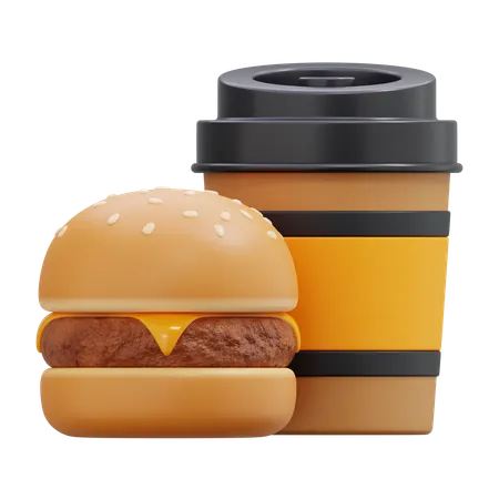 Boisson et hamburger  3D Icon