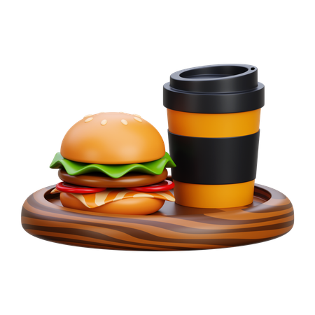 Boisson et hamburger  3D Icon