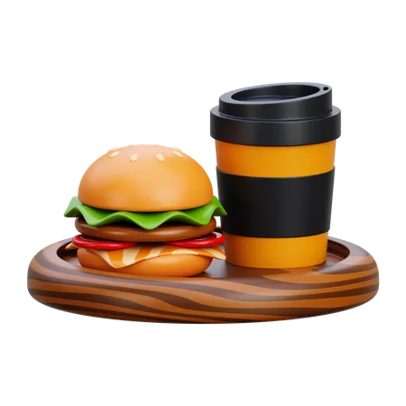 Boisson et hamburger  3D Icon