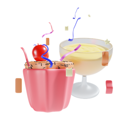 Boisson et cupcake  3D Icon