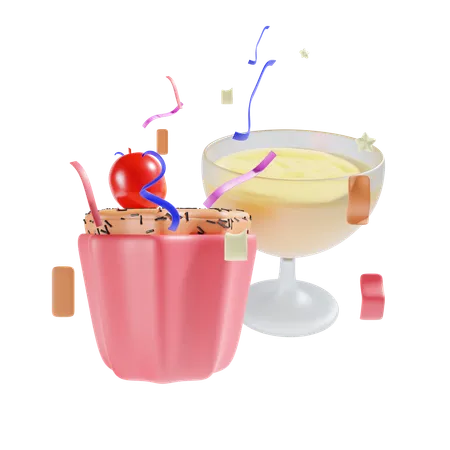 Boisson et cupcake  3D Icon